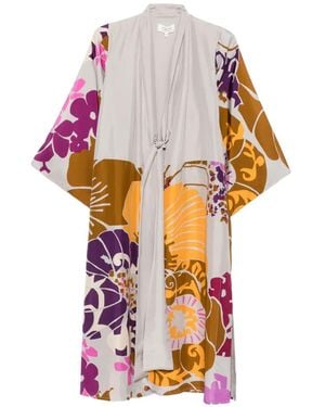 Psophia Floral-Print Tie-Front Coat - White