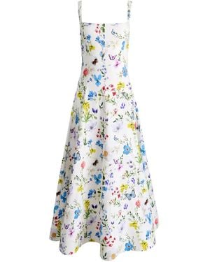 Alice + Olivia Polly Printed Long Dress - White