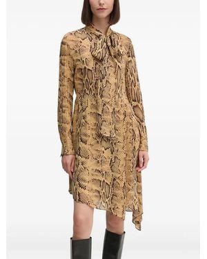 Sisley Abito Corto Con Stampa Serpente - Marrone