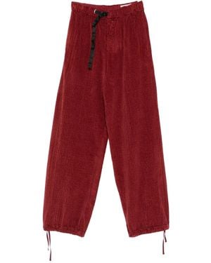 White Sand Drawstring-waist Corduroy Trousers - Red