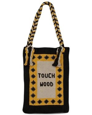 BAZISZT Embroidered-Logo Tassel-Detail Tote Bag - White