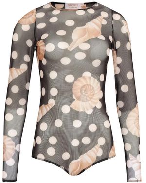 Brigitte Bardot Naila Seashell-Print Bodysuit - White