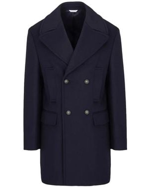 Manuel Ritz Flap-Pocket Double-Breasted Coat - Blue