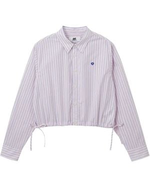 Chocoolate Chemise En Coton Rayée À Lien De Resserrage - Purple