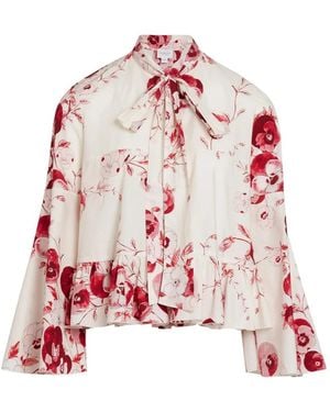 Giambattista Valli Bow-Detail Floral-Print Blouse - Red