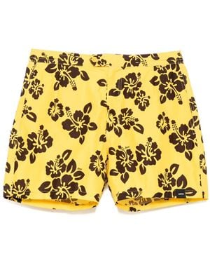 Aspesi Short De Bain À Fleurs - Jaune