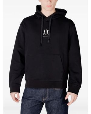 ARMANI EXCHANGE Hoodie À Logo Imprimé - Blue