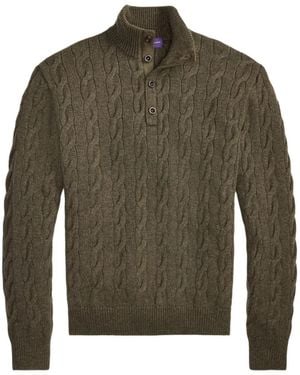 Ralph Lauren Cable-Knit High-Neck Sweater - Green