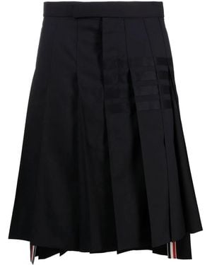 Thom Browne 4-Bar Woollen Pleated Skirt - Black