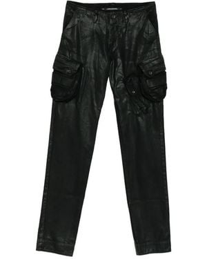 Julius Coated Straight-Leg Trousers - Black