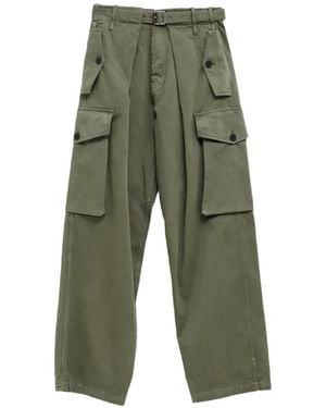 Loewe Belted Wide-Leg Cargo Pants - Green