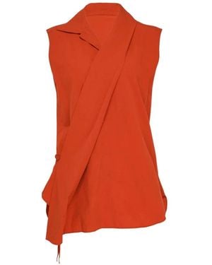 Y's Yohji Yamamoto Wrap Knot Sleeveless Shirt - Red