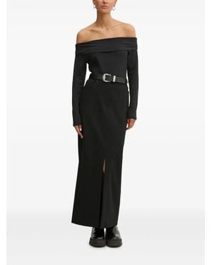 HUGO Split-Front Long Skirt - Black