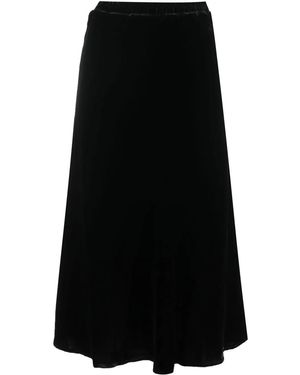Gold Hawk Velvet Maxi Skirt - Black