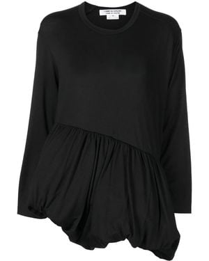 Comme des Garçons Gathered-Hem Detail Blouse - Black