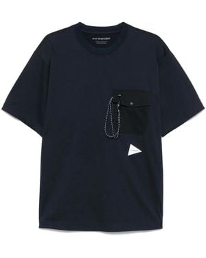 and wander ロゴ Tシャツ - ブルー