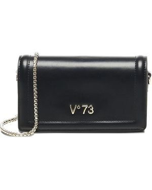 V73 Flap-Front Chain Shoulder Bag - Black
