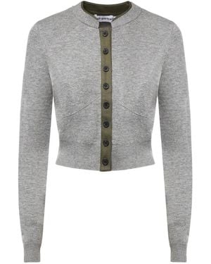 Self-Portrait Contrast Placket Cardigan - Grey