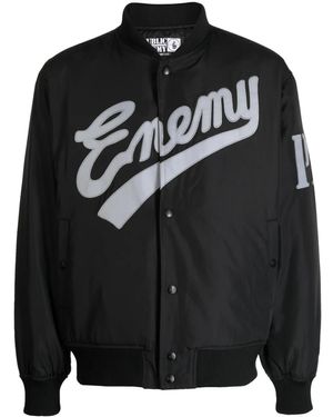 Neighborhood X Public Enemy X Majestic Logo-Embroidered Bomber Jacket - Black
