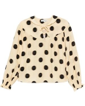 Stine Goya Polka-Dot Tie-Neck Blouse - Natural