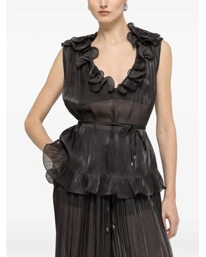Nissa Ruffled Chiffon Top - Black