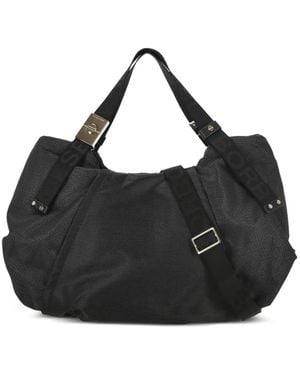 Borbonese Mittelgroße Fold Top Tote Bag - Schwarz