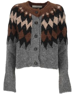 Tela Argyle-Knit Cardigan - Black