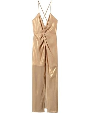 Twinset Lamé Maxi Dress - Natural