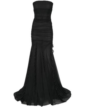 Dunesi Constanza Ruffled Strapless Gown - Black