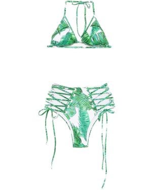 Noire Swimwear Bikini con motivo de hojas - Verde