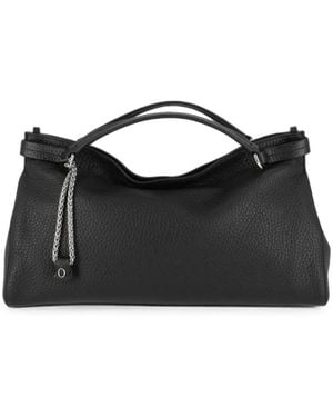 Orciani Midi Virgo Soft Grained Leather Tote Bag - Black
