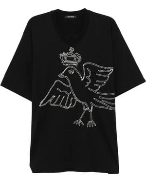 Nude:mm Graphic-Embroidered T-Shirt - Black