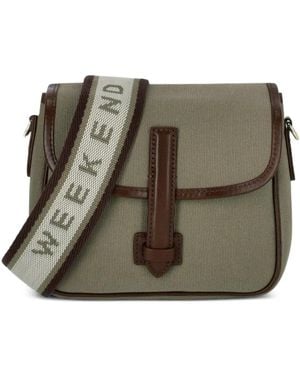 Weekend by Maxmara Leather-Trim Canvas Cross Body Bag - Brown