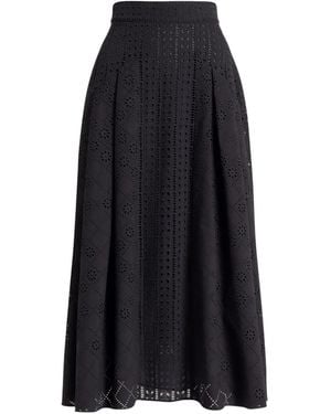 Alberta Ferretti Eyelet Midi Skirt - Black