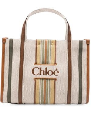 Chloé Small Woody Loop Printed Tote Bag - White