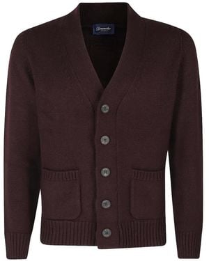 Drumohr Ribbed-Trim Cardigan - Brown
