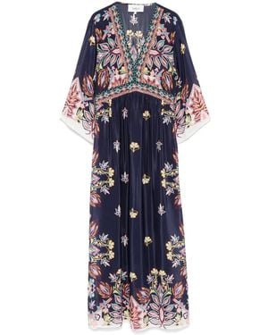 Ba&sh Floral Print Plunging V-Neck Maxi Dress - Blue