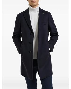 BRERAS Milano Single-Breasted Notched-Lapels Coat - Blue