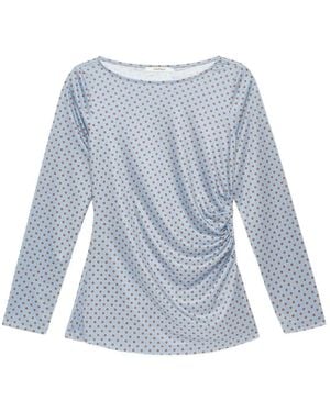 Maliparmi T-Shirt Froncé À Micro-Imprimé - Blue