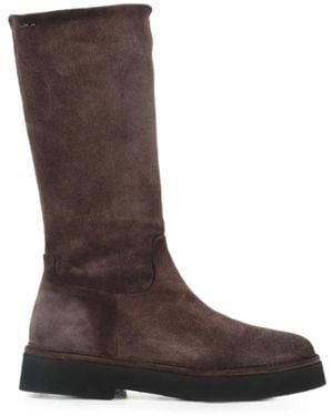 Alexander Hotto Suede Side-Zip Boots - Marrone
