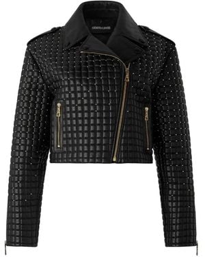 Roberto Cavalli Quilted Studded Leather Jacket - Black