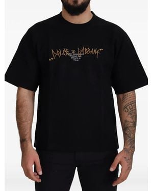 Dolce & Gabbana Logo-Print Crew-Neck T-Shirt - Black