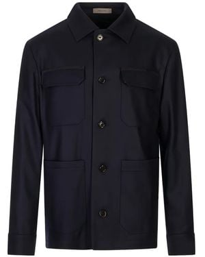 Corneliani Button-Up Multi-Pocket Jacket - Blue