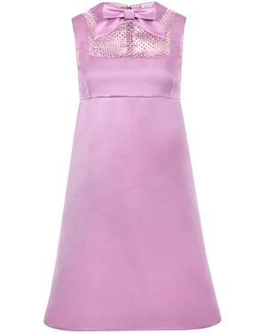 Nina Ricci Bow-Detail Satin-Finish Minidress - Purple