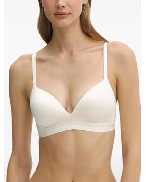 Emporio Armani Logo-Tape Triangle Bra - White
