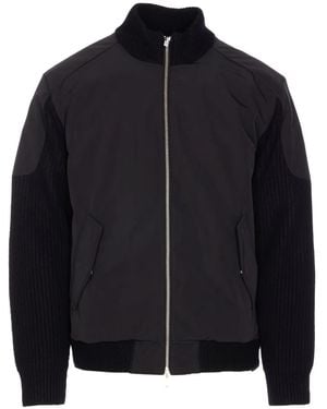 Moose Knuckles Contrast-Panel Bomber Jacket - Black