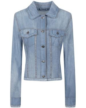 Ermanno Scervino Contrast-Stitch Denim Jacket - Blue