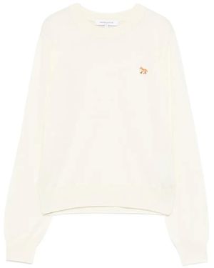 Maison Kitsuné Fox Embroidered Jumper - White