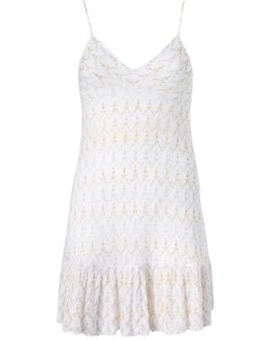 Missoni Zigzag-Knit Ruffled Mini Dress - White