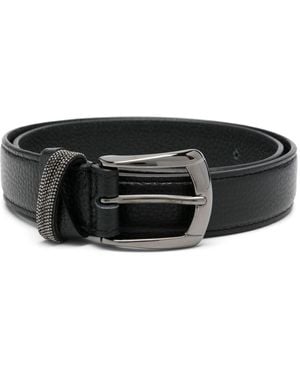 Peserico Punto Luce-Trim Leather Belt - Black